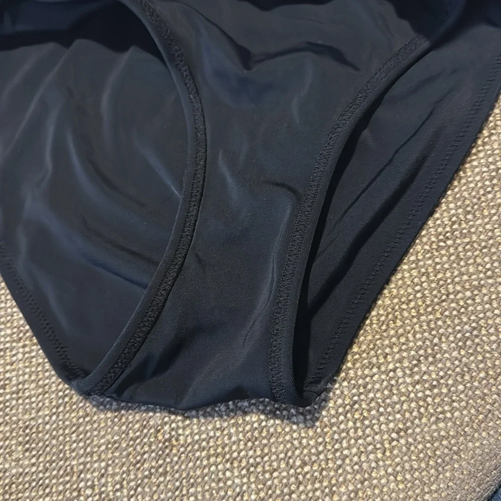 OYE swimwear Kim lace-up one piece black & white designer swimsuit ties small